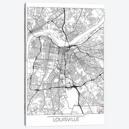 Louisville Minimal Urban Blueprint Map Canvas Print #HUR197} by Hubert Roguski Canvas Print