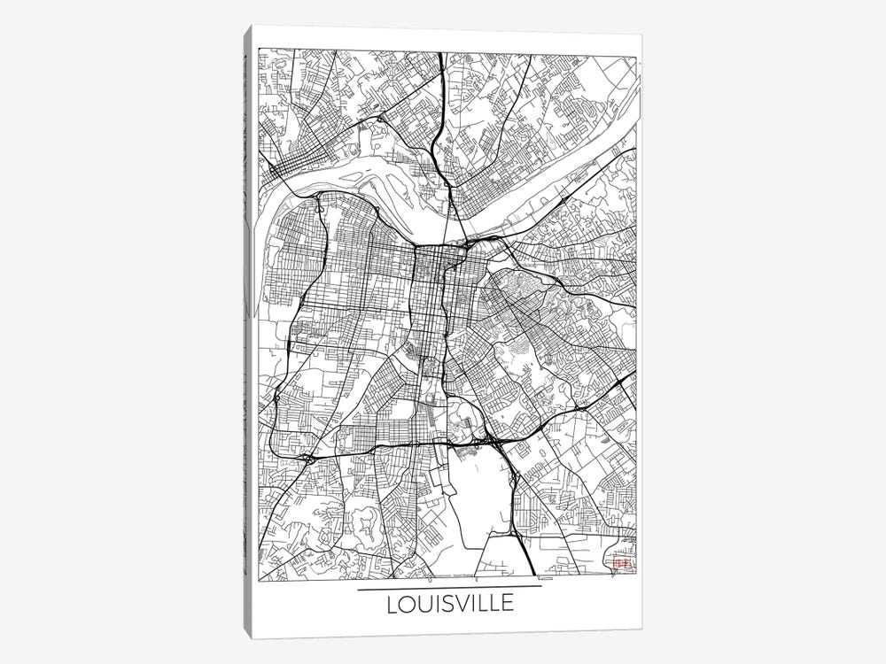Louisville Minimal Urban Blueprint Map by Hubert Roguski 1-piece Art Print