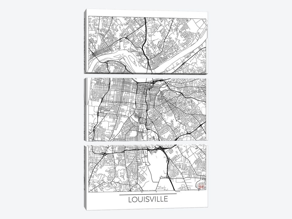 Louisville Minimal Urban Blueprint Map by Hubert Roguski 3-piece Art Print