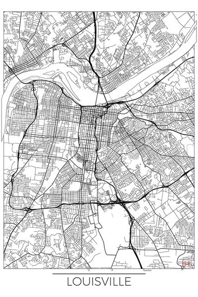 Kentucky: Louisville Minimal Urban Blueprint Map by Hubert Roguski