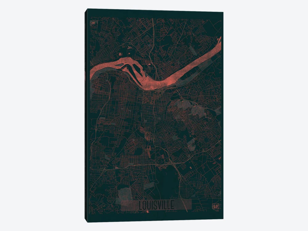Louisville Infrared Urban Blueprint Map by Hubert Roguski 1-piece Canvas Artwork