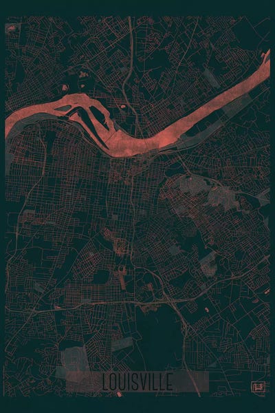 Kentucky: Louisville Infrared Urban Blueprint Map by Hubert Roguski