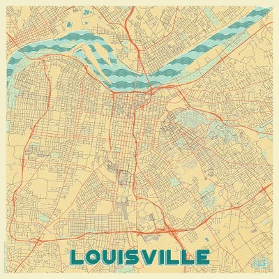 Louisville Retro Urban Blueprint Map by Hubert Roguski canvas print