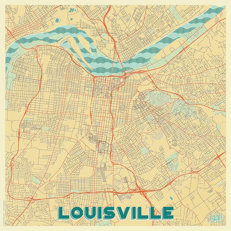 Louisville Retro Urban Blueprint Map
