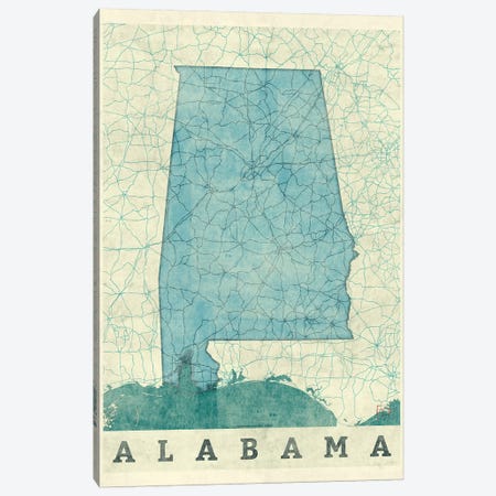 Alabama Map Canvas Print #HUR1} by Hubert Roguski Canvas Art