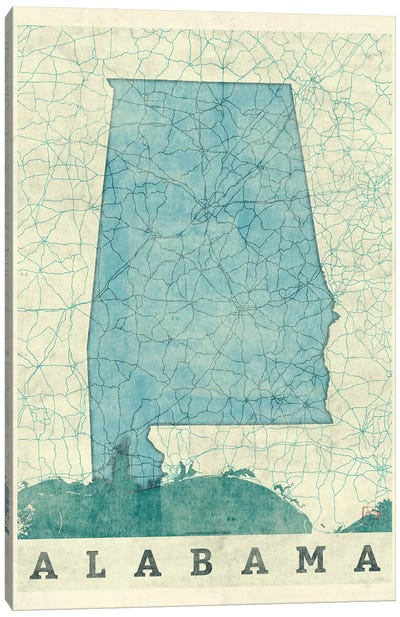 Alabama Map Canvas Art Print - Hubert Roguski