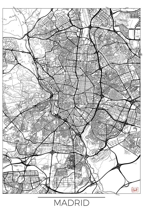 Madrid Minimal Urban Blueprint Map