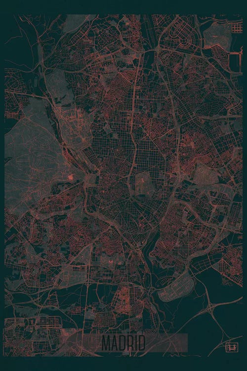 Madrid Infrared Urban Blueprint Map