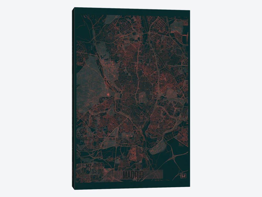Madrid Infrared Urban Blueprint Map by Hubert Roguski 1-piece Canvas Art