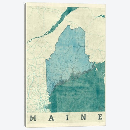 Maine Map Canvas Print #HUR206} by Hubert Roguski Canvas Print