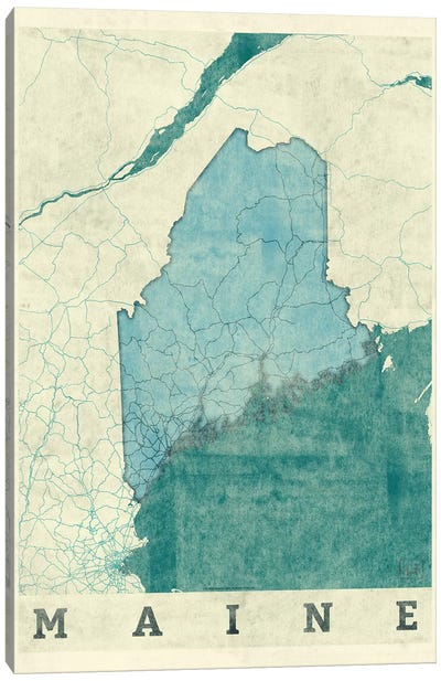 Maine Map Canvas Art Print - Cottagecore Goes Coastal