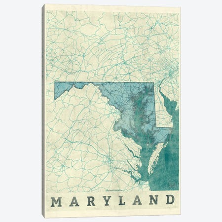 Maryland Map Canvas Print #HUR207} by Hubert Roguski Art Print
