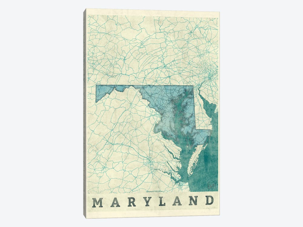 Maryland Map by Hubert Roguski 1-piece Canvas Artwork