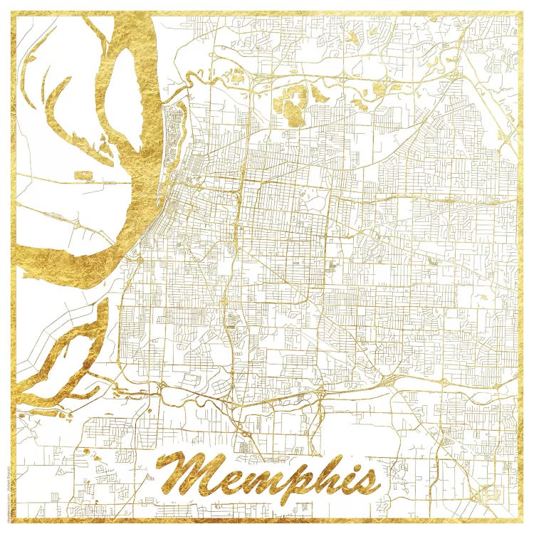 Memphis Gold Leaf Urban Blueprint Map