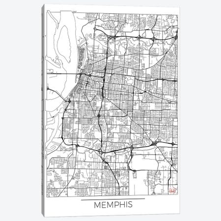 Memphis Minimal Urban Blueprint Map Canvas Print #HUR210} by Hubert Roguski Canvas Print