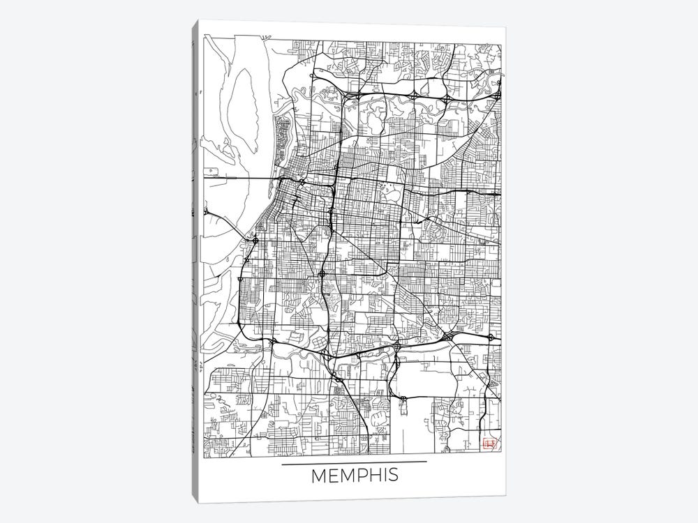 Memphis Minimal Urban Blueprint Map by Hubert Roguski 1-piece Canvas Art