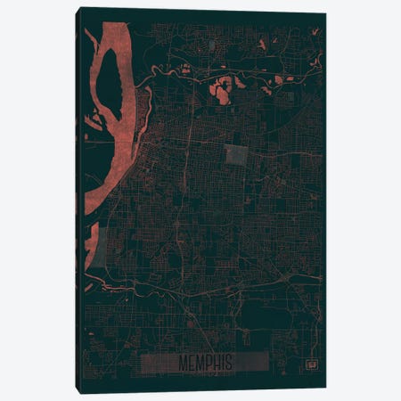 Memphis Infrared Urban Blueprint Map Canvas Print #HUR211} by Hubert Roguski Canvas Art Print