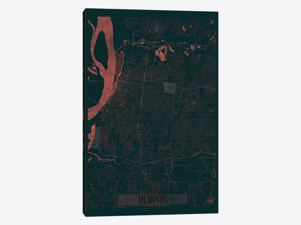 Memphis Infrared Urban Blueprint Map by Hubert Roguski 1-piece Art Print