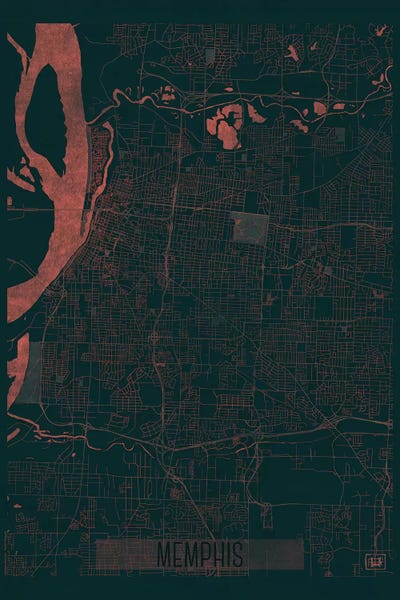 Hubert Roguski: Memphis Infrared Urban Blueprint Map by Hubert Roguski