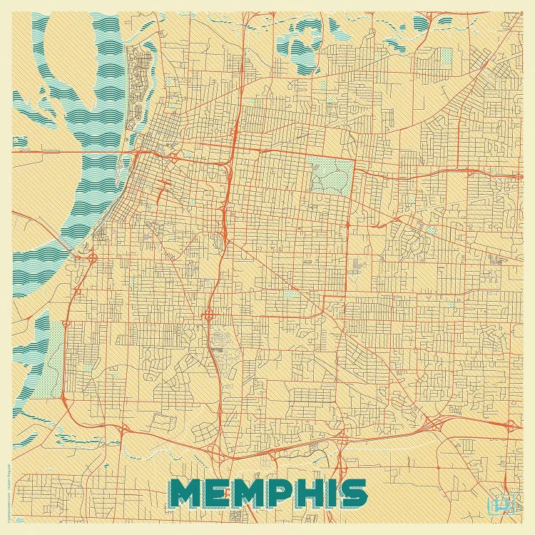 Memphis Retro Urban Blueprint Map