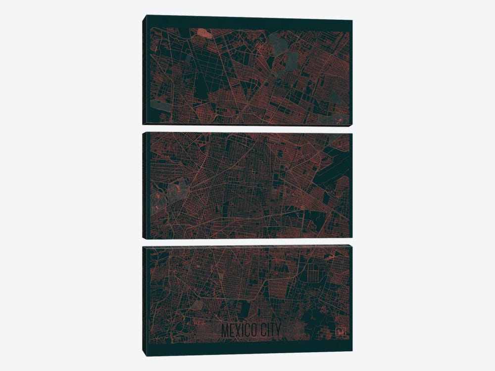 Mexico City Infrared Urban Blueprint Map by Hubert Roguski 3-piece Art Print