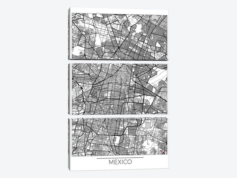 Mexico Minimal Urban Blueprint Map by Hubert Roguski 3-piece Canvas Artwork