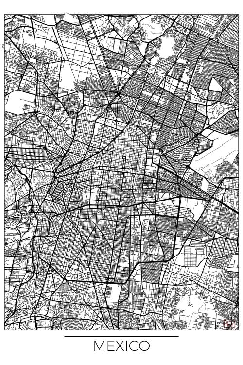 Mexico Minimal Urban Blueprint Map