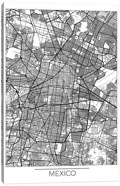 Mexico Minimal Urban Blueprint Map Canvas Art Print - Mexico Art