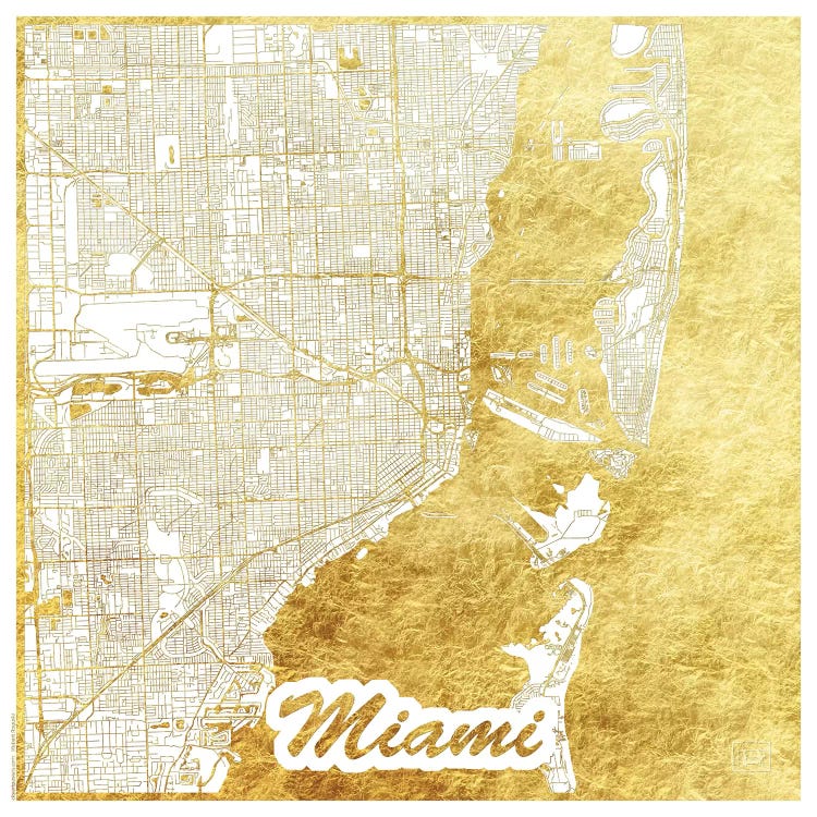 Miami Gold Leaf Urban Blueprint Map