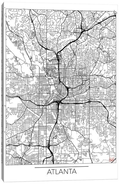 Atlanta Minimal Urban Blueprint Map Canvas Art Print - Atlanta Art