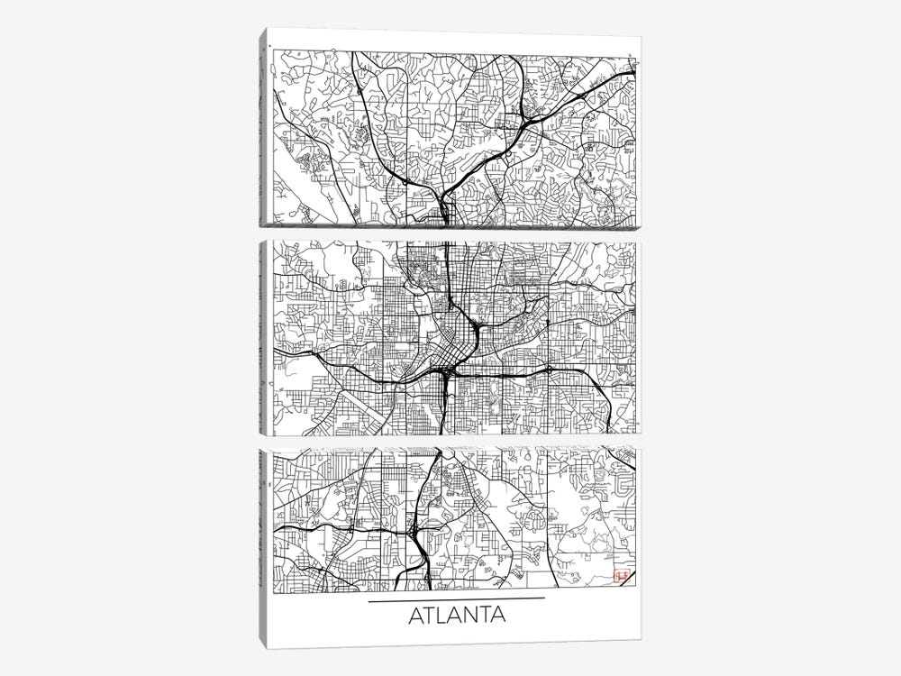 Atlanta Minimal Urban Blueprint Map by Hubert Roguski 3-piece Art Print