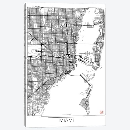 Miami Minimal Urban Blueprint Map Canvas Print #HUR220} by Hubert Roguski Canvas Art