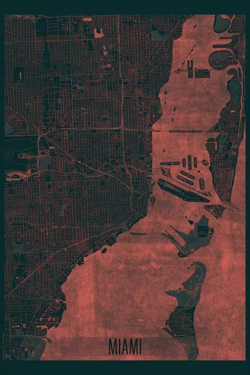 Miami Infrared Urban Blueprint Map by Hubert Roguski canvas print