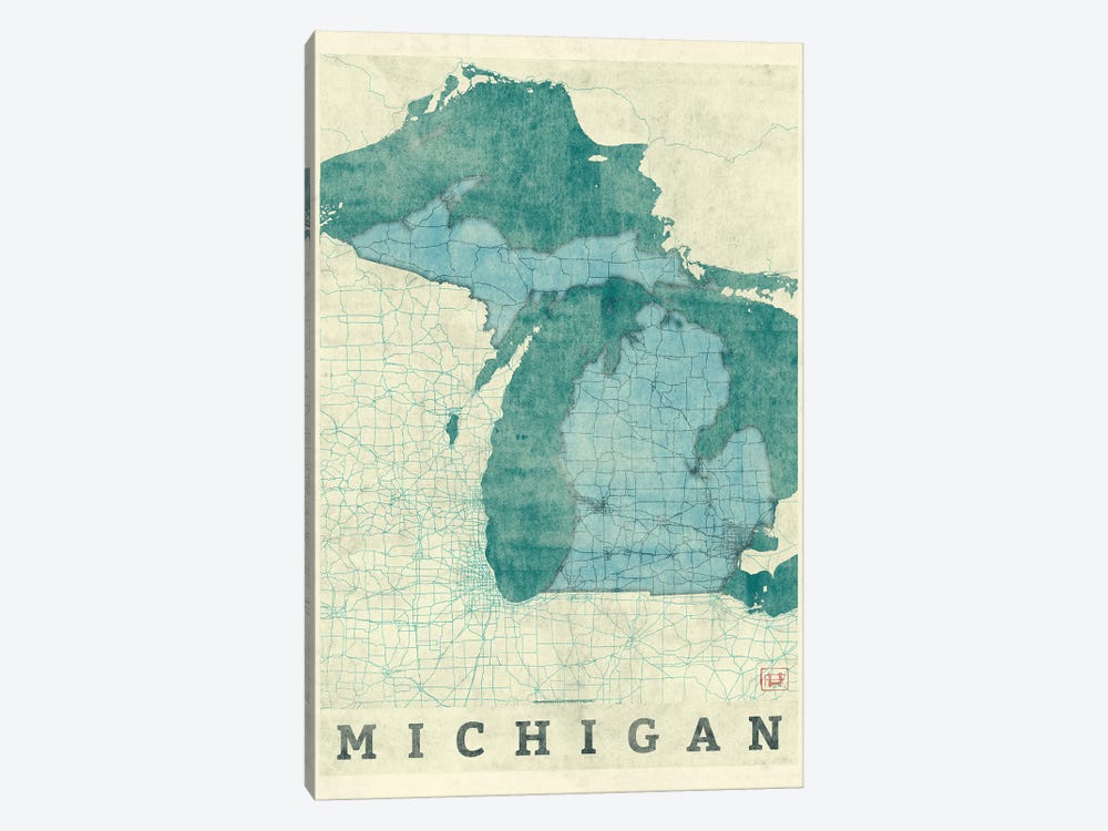 Michigan Map by Hubert Roguski 1-piece Art Print