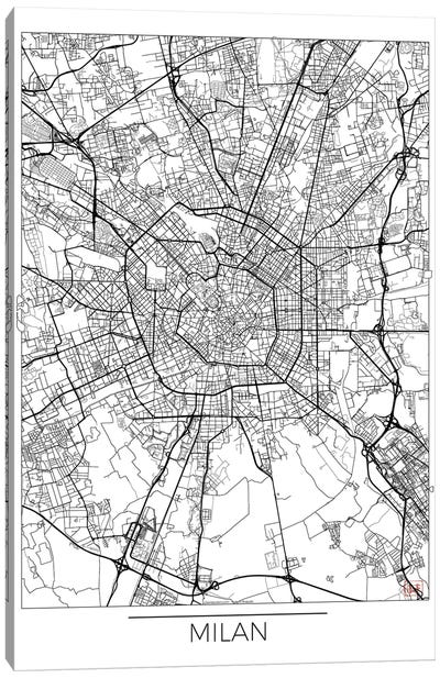Milan Minimal Urban Blueprint Map Canvas Art Print