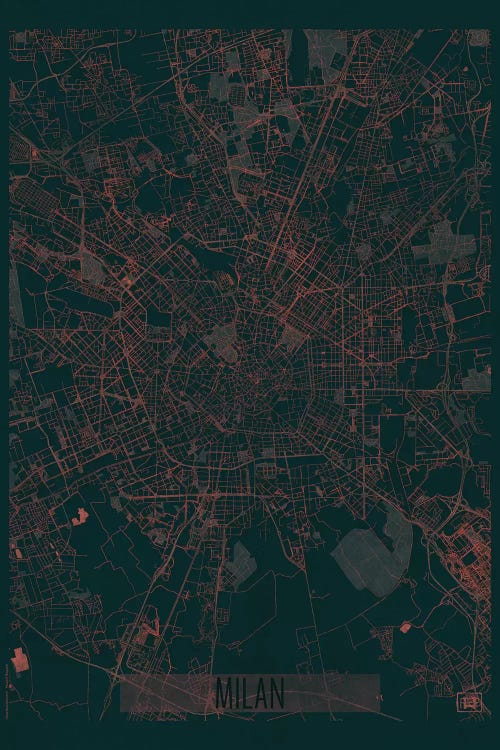 Milan Infrared Urban Blueprint Map