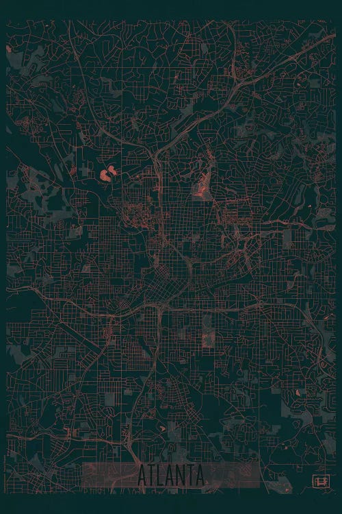 Atlanta Infrared Urban Blueprint Map by Hubert Roguski wall art