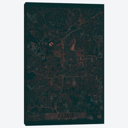 Atlanta Infrared Urban Blueprint Map Canvas Print #HUR22} by Hubert Roguski Canvas Print