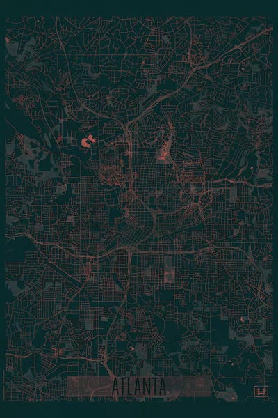 Atlanta Maps: Atlanta Infrared Urban Blueprint Map by Hubert Roguski