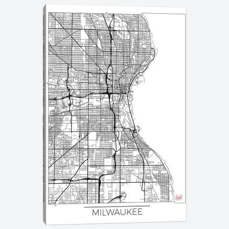 Milwaukee Minimal Urban Blueprint Map Canvas Print #HUR231} by Hubert Roguski Canvas Art Print