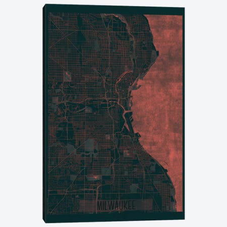 Milwaukee Infrared Urban Blueprint Map Canvas Print #HUR232} by Hubert Roguski Art Print