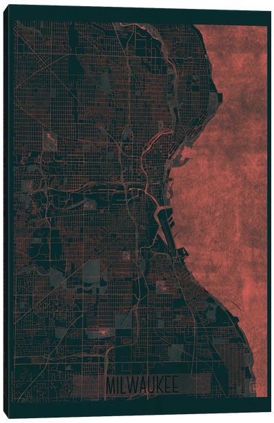 Milwaukee Infrared Urban Blueprint Map Canvas Art Print - Hubert Roguski