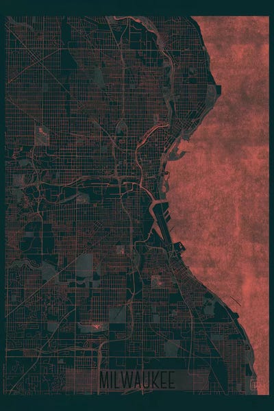 Hubert Roguski: Milwaukee Infrared Urban Blueprint Map by Hubert Roguski