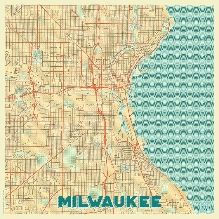 Milwaukee Retro Urban Blueprint Map