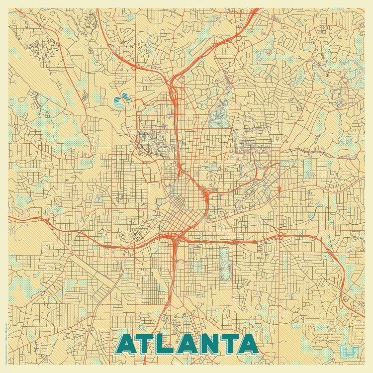 Atlanta Retro Urban Blueprint Map