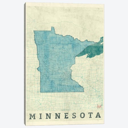 Minnesota Map Canvas Print #HUR240} by Hubert Roguski Canvas Wall Art