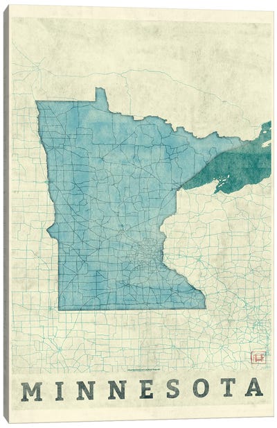 Minnesota Map Canvas Art Print - Minnesota Art