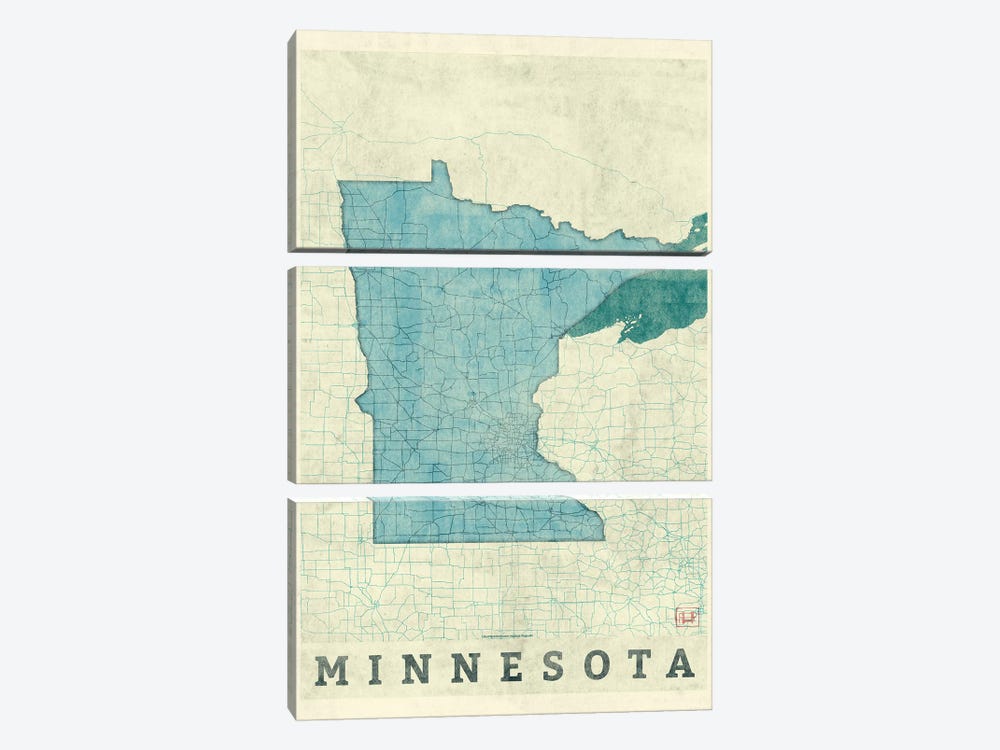 Minnesota Map 3-piece Art Print