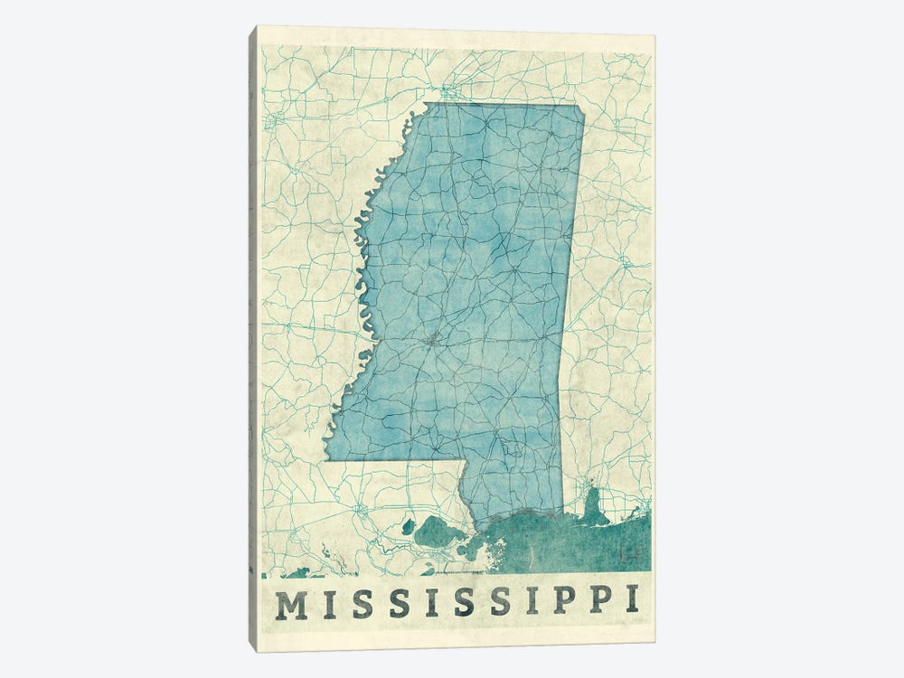 Mississippi Map by Hubert Roguski 1-piece Canvas Art
