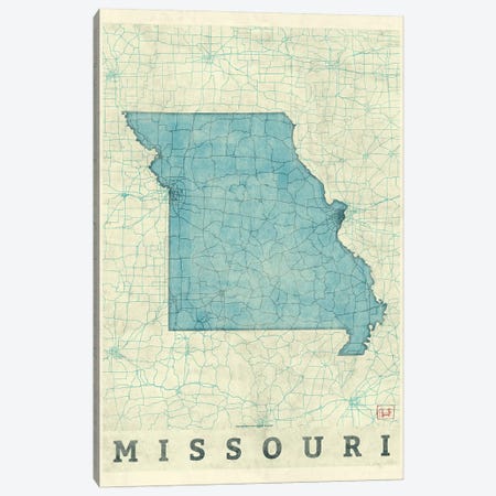 Missouri Map Canvas Print #HUR242} by Hubert Roguski Canvas Wall Art